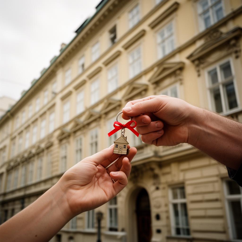 Schlüsselübergabe vor Wiener Altbau